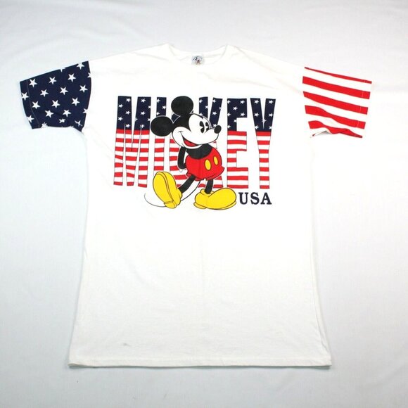 Unknown Other - Vintage Mickey Mouse & Co Stars Stripes Patriotic One Size Fits All Night Shirt
